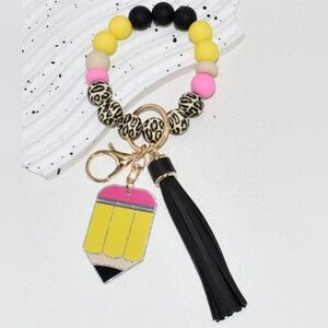 Teacher Beaded Keychain with black Tassel